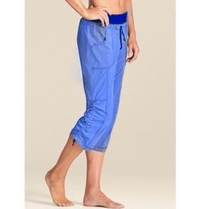 Athleta Allegro Capri Athletic Pants Mid Rise Drawstring Cropped Cobalt Blue
